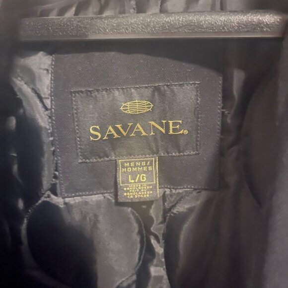 Savane chore coat lots of pockets quilted inside minimalist  mens large black - Picture 2 of 7